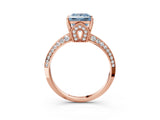 Rose gold Fancy Blue Princess Cut Solitaire Split Shank Pave Diamond Engagement Ring with Four-Prong Setting_39
