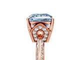 Rose gold Fancy Blue Princess Cut Solitaire Split Shank Pave Diamond Engagement Ring with Four-Prong Setting_41