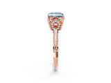 Rose gold Fancy Blue Princess Cut Solitaire Split Shank Pave Diamond Engagement Ring with Four-Prong Setting_8