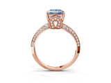 Rose gold Fancy Blue Princess Cut Solitaire Split Shank Pave Diamond Engagement Ring with Four-Prong Setting_9