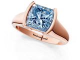 Rose gold Fancy Blue Princess Cut Solitaire Tension Set Diamond Ring with Split Shank Band_1