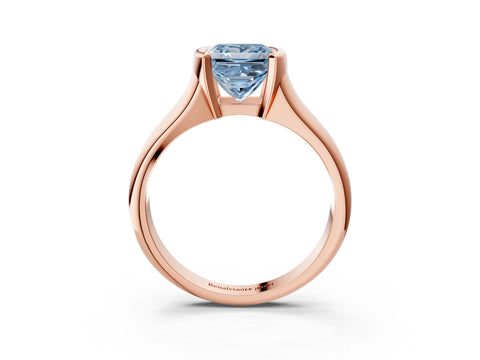 Rose gold Fancy Blue Princess Cut Solitaire Tension Set Diamond Ring with Split Shank Band_3