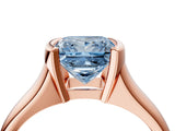 Rose gold Fancy Blue Princess Cut Solitaire Tension Set Diamond Ring with Split Shank Band_4