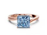 Rose gold Fancy Blue Princess  Cut Solitaire Twist Band Ring with Four-Prong Setting_20