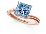 Rose gold Fancy Blue Princess  Cut Solitaire Twist Band Ring with Four-Prong Setting_21
