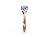 Rose gold Fancy Blue Princess  Cut Solitaire Twist Band Ring with Four-Prong Setting_22
