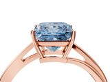 Rose gold Fancy Blue Princess  Cut Solitaire Twist Band Ring with Four-Prong Setting_24