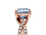 Rose gold Fancy Blue Princess Cut Solitaire Twist Pave Diamond Engagement Ring with Prong Setting_29