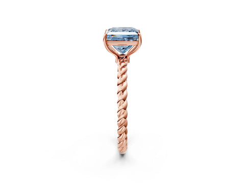 Rose gold Fancy Blue Princess Cut Solitaire Twisted Band 4-Prong Ring_2