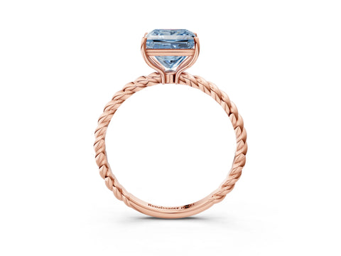 Rose gold Fancy Blue Princess Cut Solitaire Twisted Band 4-Prong Ring_3