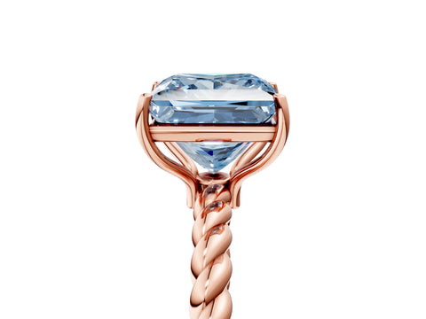 Rose gold Fancy Blue Princess Cut Solitaire Twisted Band 4-Prong Ring_5