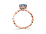 Rose gold Fancy Blue Princess  Cut Solitaire Twisted Band with Four-Prong Setting_102