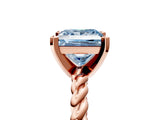 Rose gold Fancy Blue Princess  Cut Solitaire Twisted Band with Four-Prong Setting_104