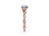 Rose gold Fancy Blue Princess Cut Solitaire Twisted Pave Band with Four-Prong Setting_5