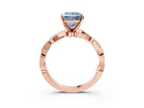 Rose gold Fancy Blue Princess Cut Solitaire Twisted Pave Band with Four-Prong Setting_6