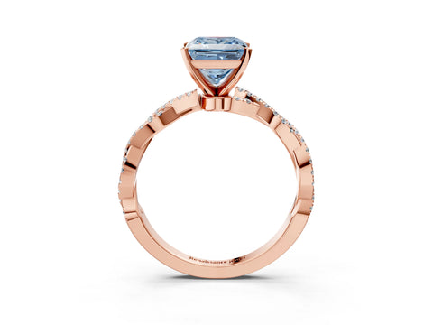 Rose gold Fancy Blue Princess Cut Solitaire Twisted Pave Band with Four-Prong Setting_6