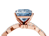 Rose gold Fancy Blue Princess Cut Solitaire Twisted Pave Band with Four-Prong Setting_7