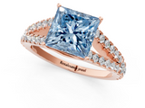 Rose gold Fancy Blue Princess  Cut Split Shank Pave Diamond Engagement Ring with Four-Prong Setting_25
