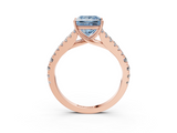 Rose gold Fancy Blue Princess  Cut Split Shank Pave Diamond Engagement Ring with Four-Prong Setting_27