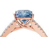 Rose gold Fancy Blue Princess  Cut Split Shank Pave Diamond Engagement Ring with Four-Prong Setting_28