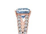 Rose gold Fancy Blue Princess  Cut Split Shank Pave Diamond Engagement Ring with Four-Prong Setting_29