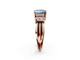 Rose gold Fancy Blue Princess  Cut Three-Stone Channel Set Ring with Bar Prongs_47