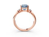 Rose gold Fancy Blue Princess  Cut Three-Stone Channel Set Ring with Bar Prongs_48