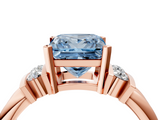 Rose gold Fancy Blue Princess  Cut Three-Stone Channel Set Ring with Bar Prongs_49