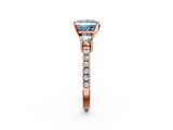 Rose gold Fancy Blue Princess  Cut Three-Stone Diamond Pavé Band with Prong Setting_19