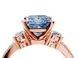 Rose gold Fancy Blue Princess  Cut Three-Stone Diamond Pavé Band with Prong Setting_21