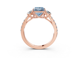 Rose gold Fancy Blue Princess  Cut Three-Stone Diamond Pave Band with Prong Setting_39