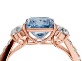 Rose gold Fancy Blue Princess  Cut Three-Stone Diamond Pave Band with Prong Setting_40