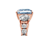 Rose gold Fancy Blue Princess  Cut Three-Stone Diamond Pave Band with Prong Setting_41