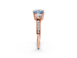 Rose gold Fancy Blue Princess Cut Three-Stone Diamond Ring with Pavé Band and Four-Prong Setting_2