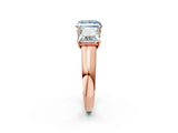 Rose gold Fancy Blue Princess Cut Three-Stone Diamond Ring with Prong Setting on a Classic Band_14