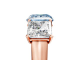 Rose gold Fancy Blue Princess Cut Three-Stone Diamond Ring with Prong Setting on a Classic Band_17