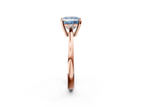 Rose gold Fancy Blue Princess  Cut Three-Stone Solitaire Ring with Round Accent Diamonds and Four-Prong Setting_22