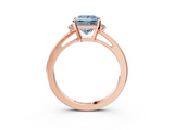 Rose gold Fancy Blue Princess  Cut Three-Stone Solitaire Ring with Round Accent Diamonds and Four-Prong Setting_23