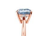 Rose gold Fancy Blue Princess  Cut Three-Stone Solitaire Ring with Round Accent Diamonds and Four-Prong Setting_25