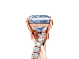 Rose gold Fancy Blue Princess  Cut Twist Band Solitaire Diamond Ring with Pavé Setting_8
