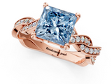 Rose gold Fancy Blue Princess  Cut Twisted Pavé Band Solitaire Ring with Four-Prong Setting_54