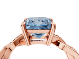 Rose gold Fancy Blue Princess  Cut Twisted Pavé Band Solitaire Ring with Four-Prong Setting_57