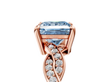 Rose gold Fancy Blue Princess  Cut Twisted Pavé Band Solitaire Ring with Four-Prong Setting_58