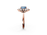 Rose gold Fancy Blue Princess  Diamond Cluster Halo Ring with Solitaire Band and Four-Prong Setting_22
