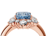 Rose gold Fancy Blue Princess  Diamond Cluster Halo Ring with Solitaire Band and Four-Prong Setting_24