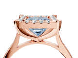 Rose gold Fancy Blue Princess  Diamond Cluster Halo Solitaire with Four-Prong Setting_80