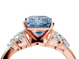 Rose gold Fancy Blue Princess  Diamond Cluster Leaf Design Ring with Prong Setting_75