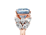 Rose gold Fancy Blue Princess  Diamond Cluster Leaf Design Ring with Prong Setting_76
