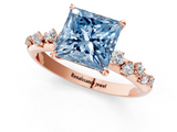 Rose gold Fancy Blue Princess  Diamond Cluster Prong-Set Solitaire Ring_25