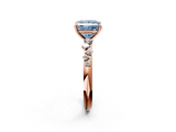 Rose gold Fancy Blue Princess  Diamond Cluster Prong-Set Solitaire Ring_26